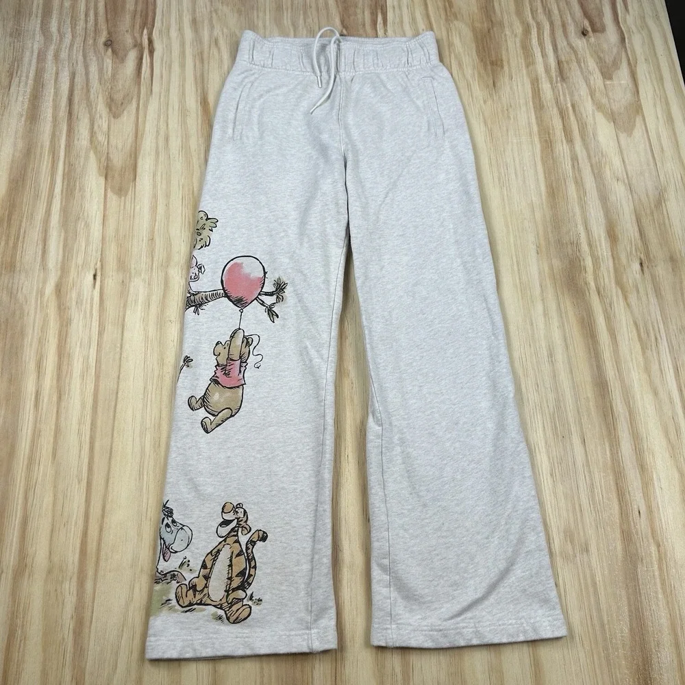 Disney Winnie The Pooh Sweatpants‎ Joggers Women's XS Heather Grey Cute Lounge